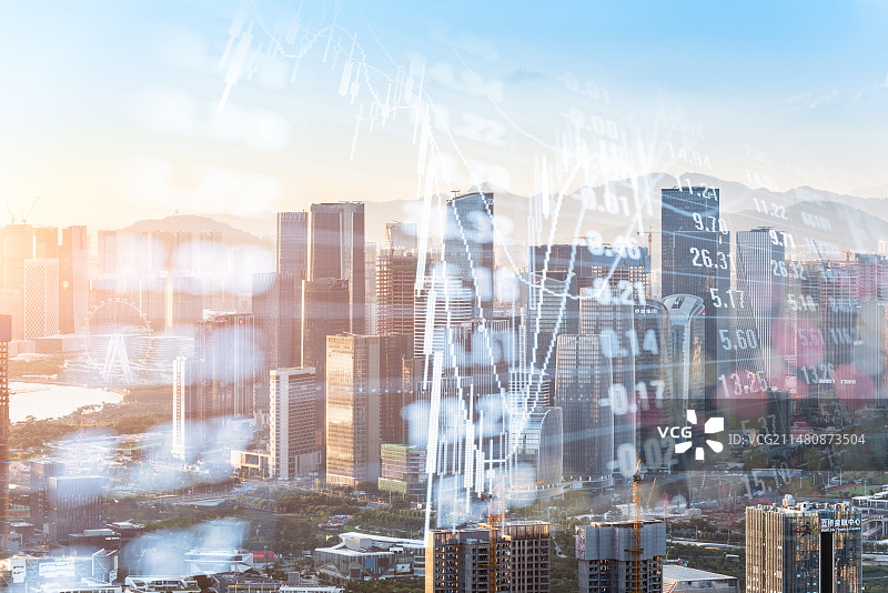 深圳前海城市天际线和金融经济概念图片素材