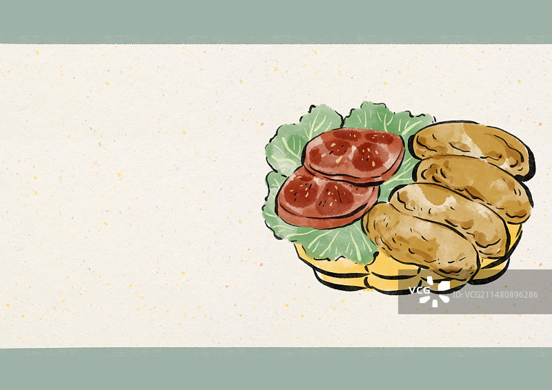 水墨风澳门美食插画-马介休图片素材