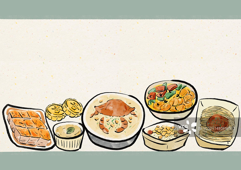 水墨风澳门美食插画图片素材