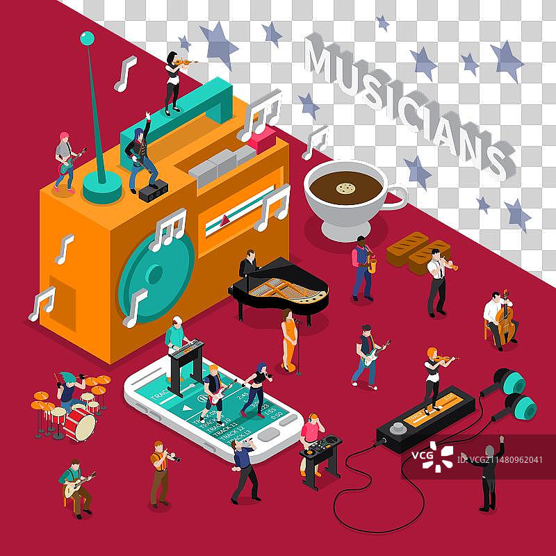 乐手人物2.5D构图图片素材