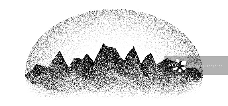 颗粒点画的山脉点状景观图片素材