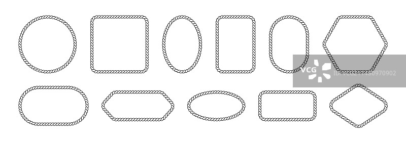 不同几何形状的绳索边框图片素材