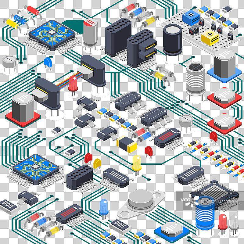 2.5D电路板组成图片素材