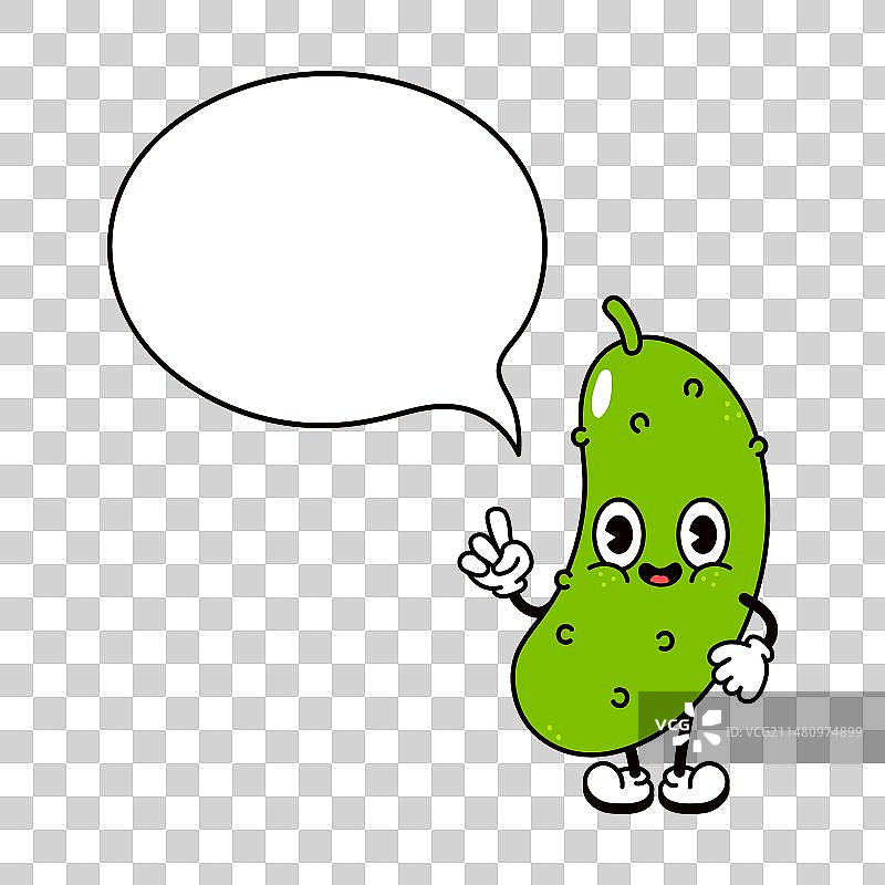 带对话气泡的可爱趣味黄瓜角色图片素材