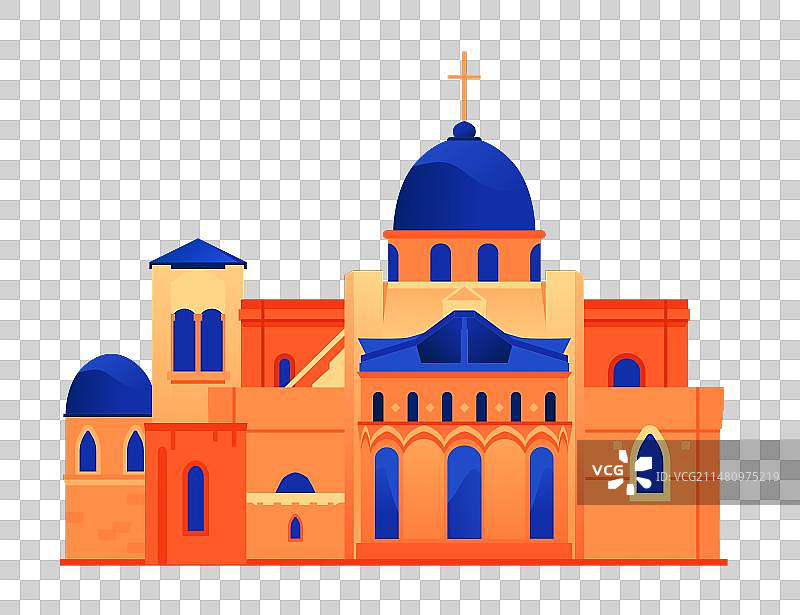 圣墓教堂扁平风格设计图片素材