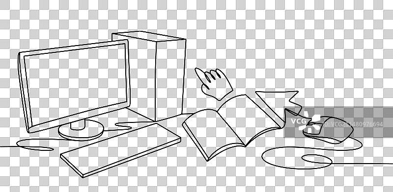 计算机科学学科单线条图片素材