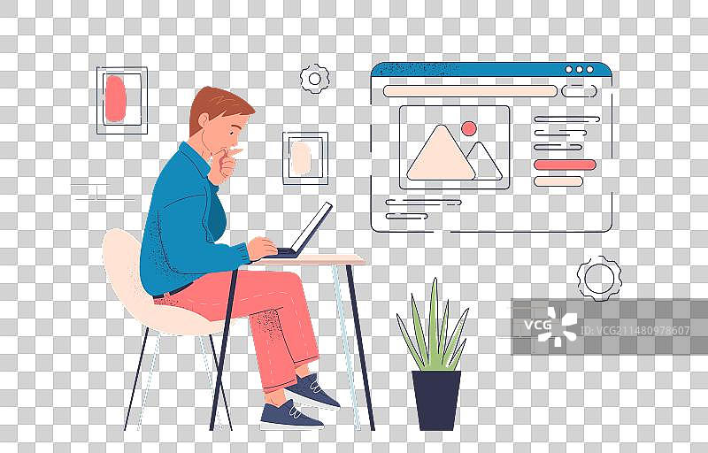 男人阅读网站涂鸦图片素材