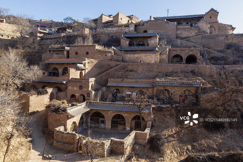 吕梁市临县碛口古镇李家山古村落晨光图片素材