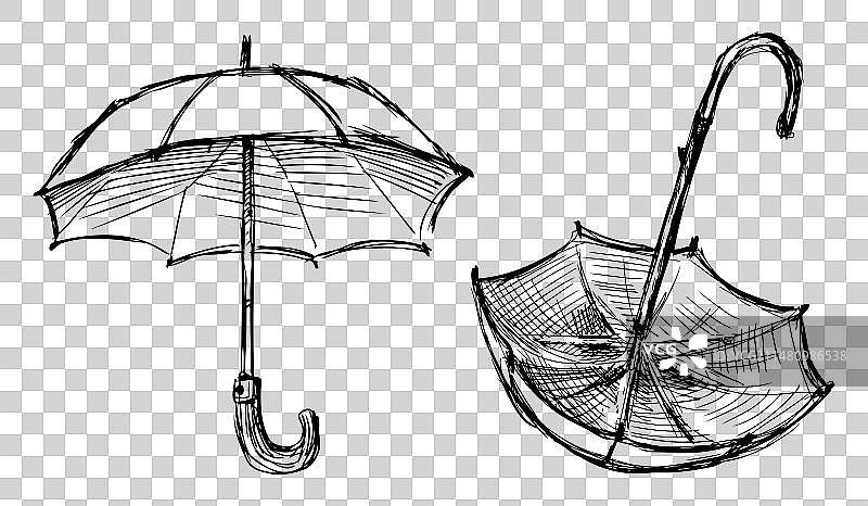 手绘打开的雨伞图片素材