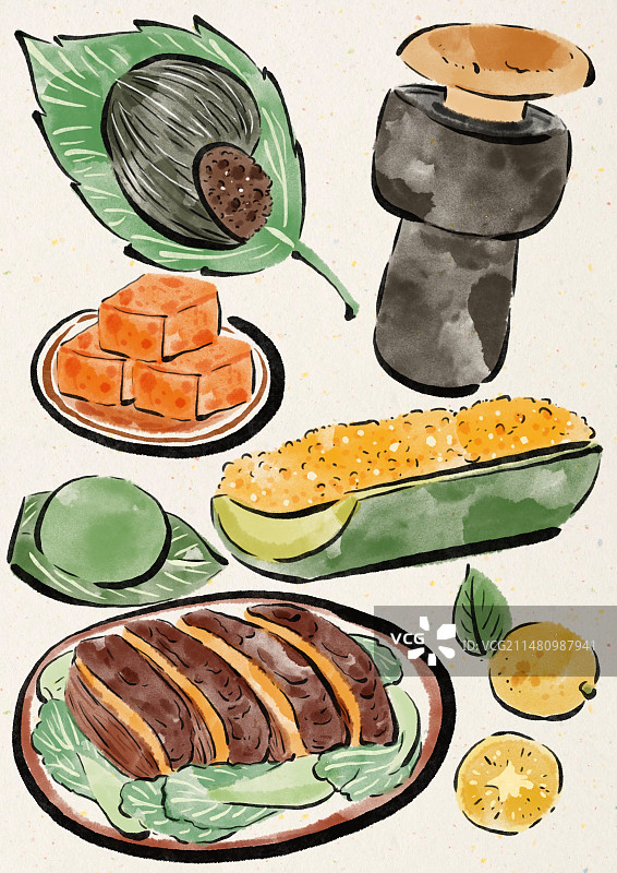 水墨风桂林美食插画图片素材