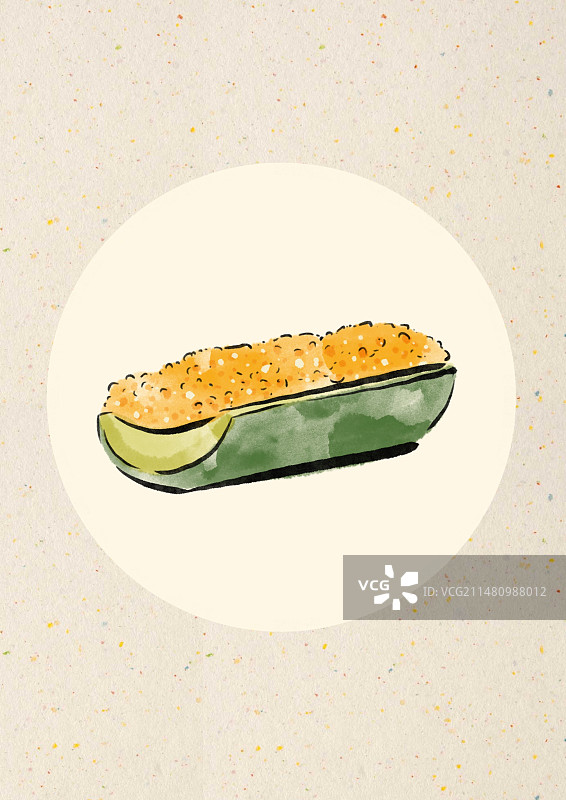 水墨风桂林美食插画-竹筒饭图片素材