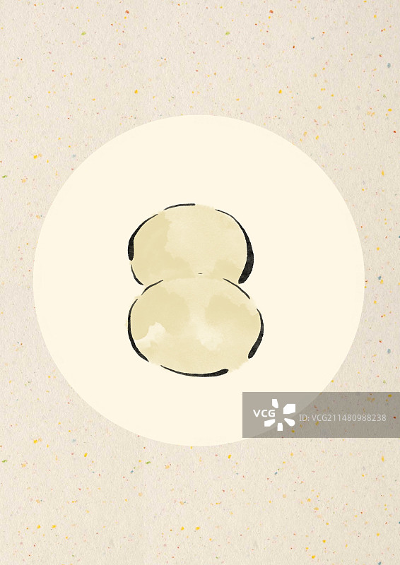 水墨风桂林美食插画-水墨麻糍图片素材