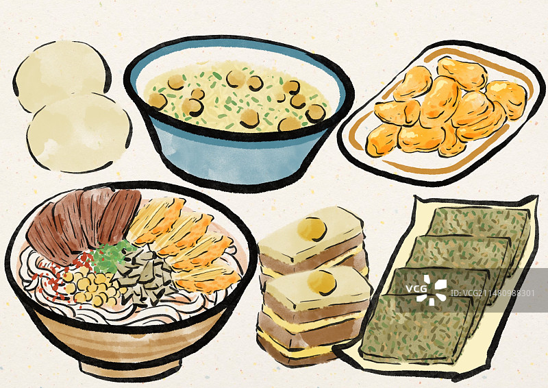 水墨风桂林美食插画图片素材