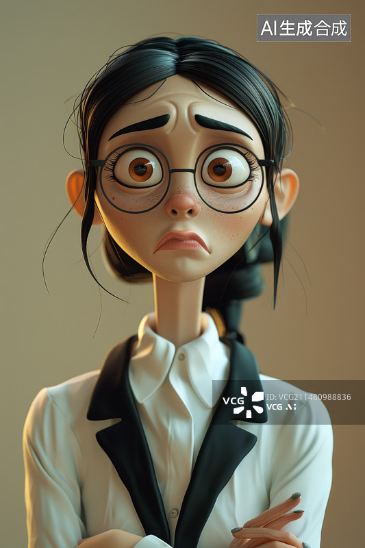 【AI数字艺术】思考中的女性肖像图片素材