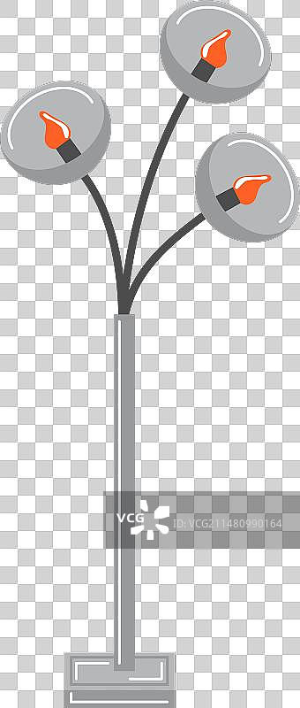 带有三个灯的现代路灯图片素材