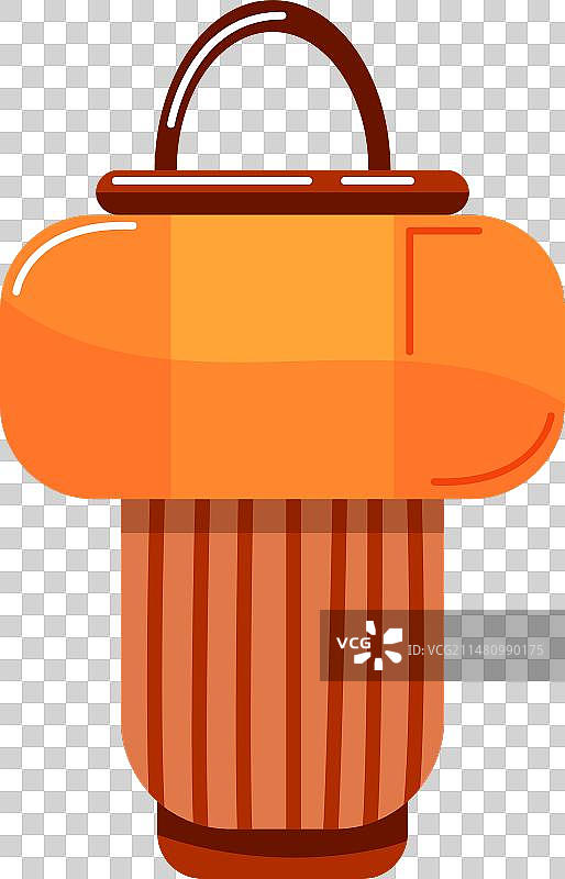 橙棕色条纹带盖垃圾桶图片素材