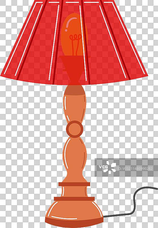 经典设计的红色台灯和灯泡图片素材
