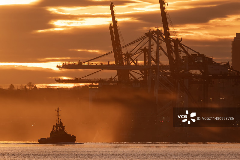 码头清晨图片素材
