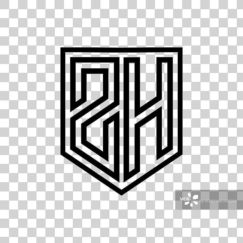 ZH字母标志 盾牌几何线条图片素材