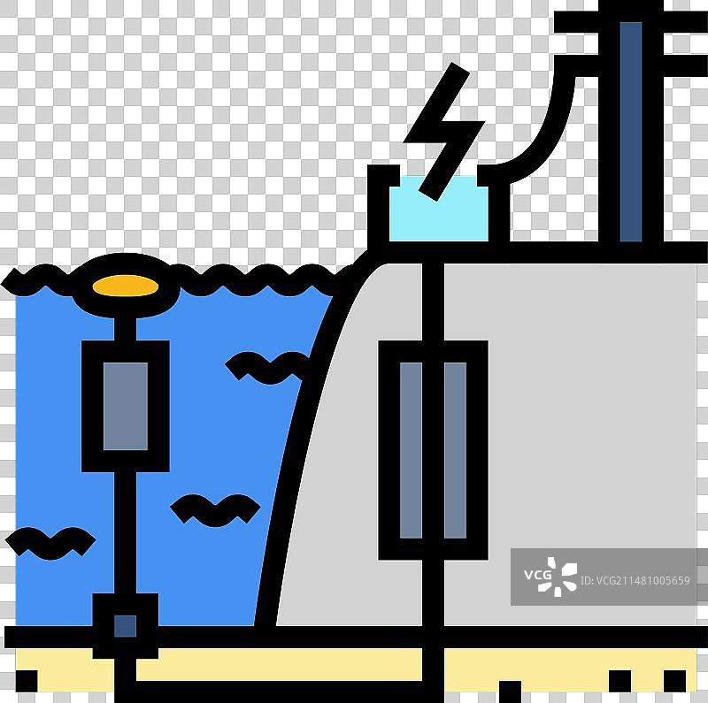 波浪传输潮汐发电彩色图标图片素材