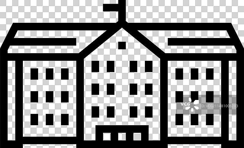 公立学校建筑线性图标图片素材