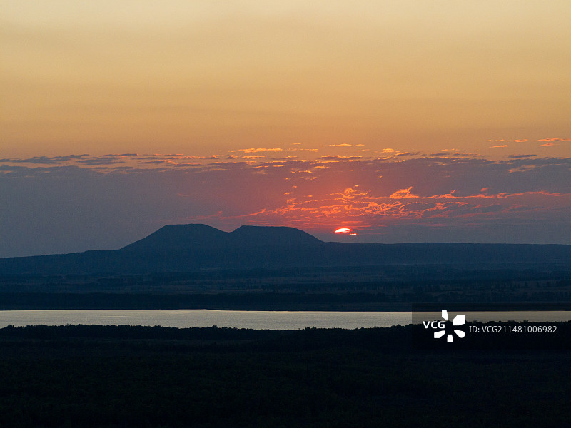 中国黑龙江黑河市五大连池景区航拍图片素材