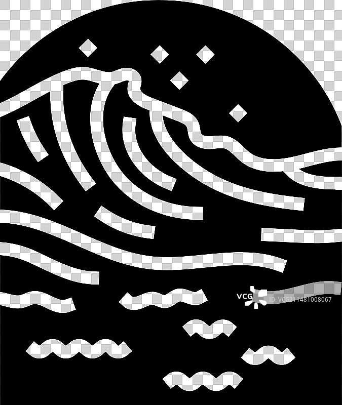 海浪潮汐发电Glyph图标图片素材