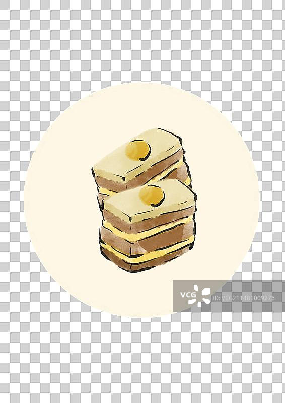 水墨风桂林美食插画元素-桂林松糕图片素材