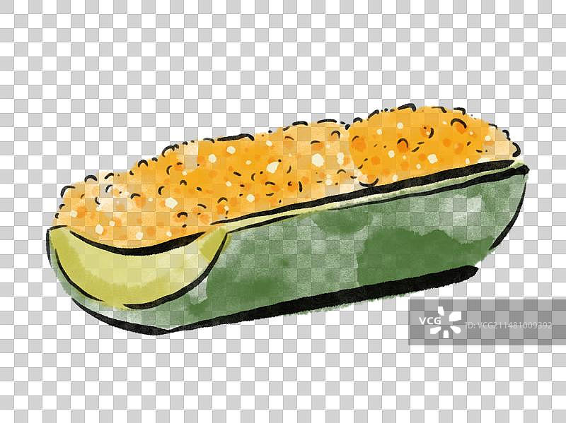 水墨风桂林美食插画元素-竹筒饭图片素材