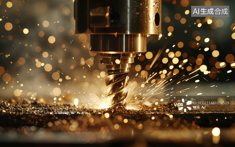 【AI数字艺术】工业自动化机床钻头电钻插画背景图片素材