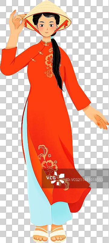 中国五十六个民族女性京族服饰插画图片素材