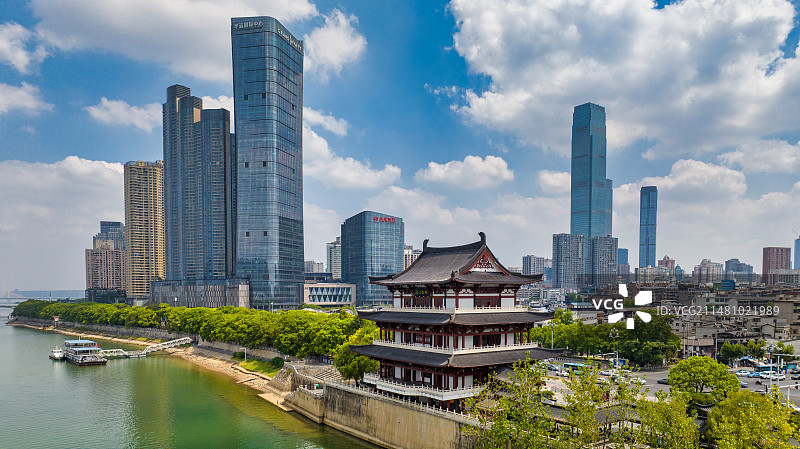 长沙天心区杜甫江阁航拍图片素材