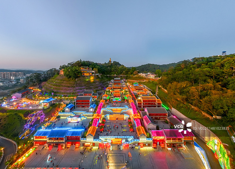 梧州两广总督府夜景航拍图片素材