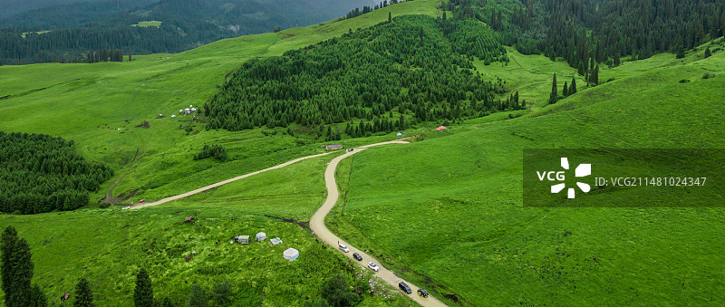 新疆伊犁巩留县恰西森林公园风光图片素材