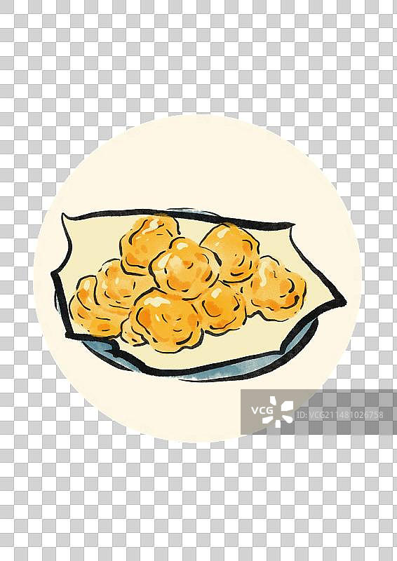 水墨风内蒙古美食插画元素-拔丝奶皮子图片素材
