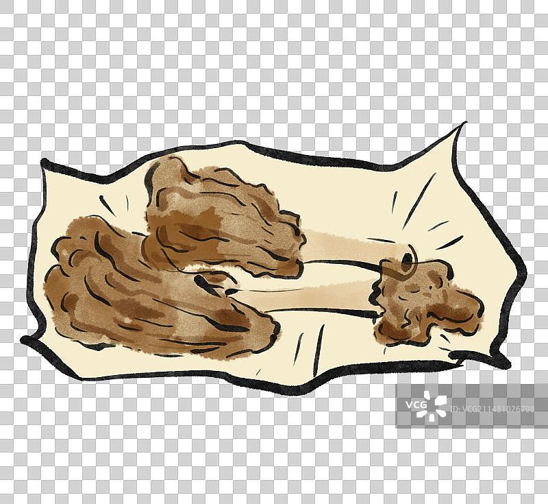 水墨风内蒙古美食插画元素-手扒肉图片素材