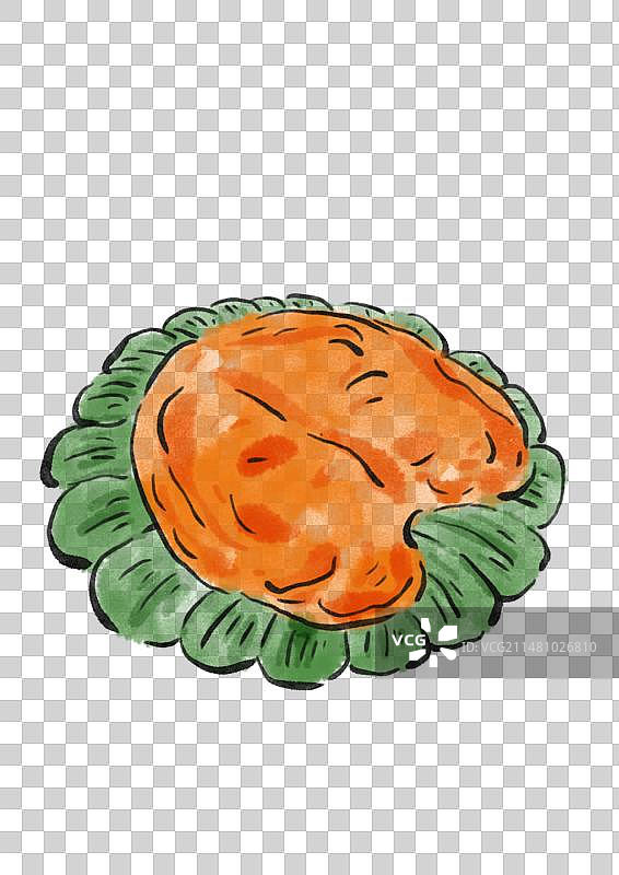 水墨风内蒙古美食插画元素-扒驼掌图片素材