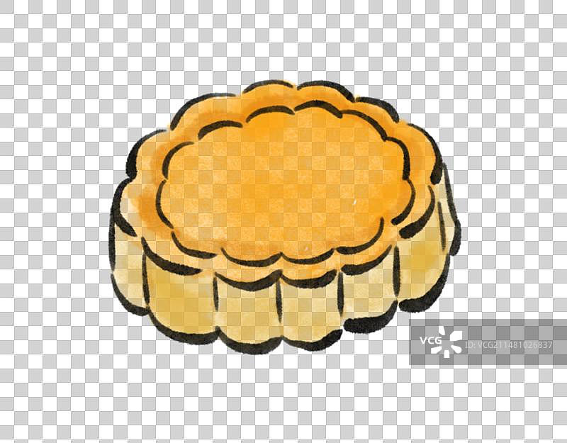 水墨风内蒙古美食插画元素-奶皮子月饼图片素材