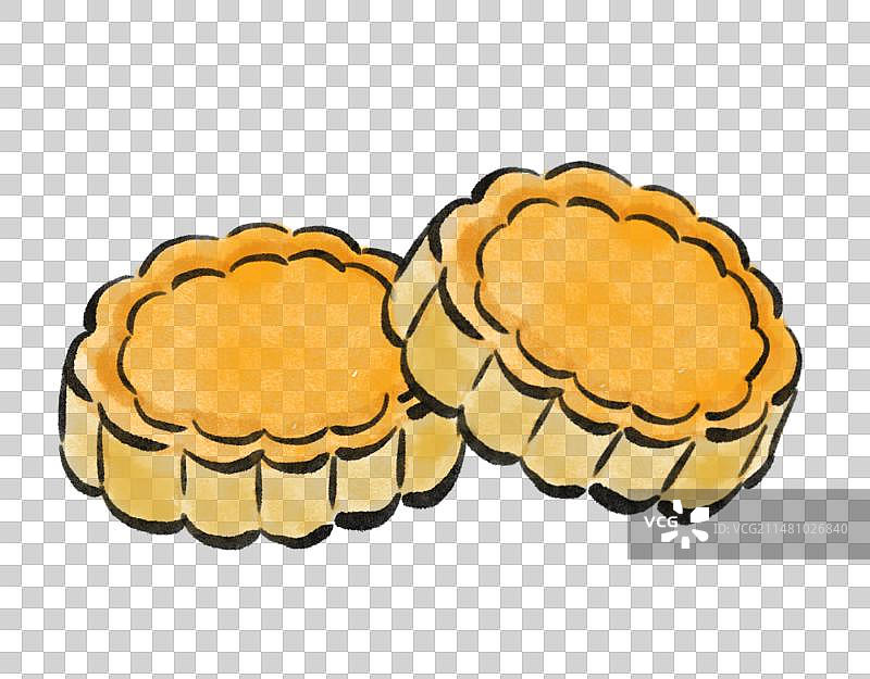 水墨风内蒙古美食插画元素-奶皮子月饼图片素材