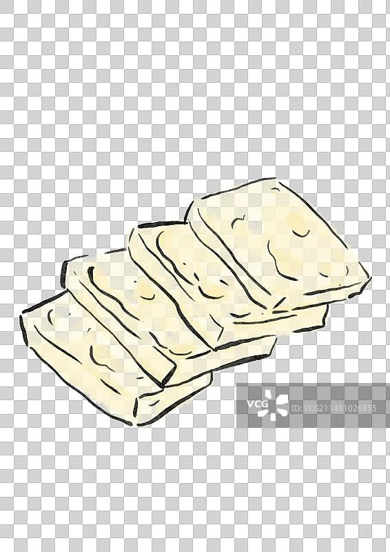 水墨风内蒙古美食插画元素-奶豆腐图片素材