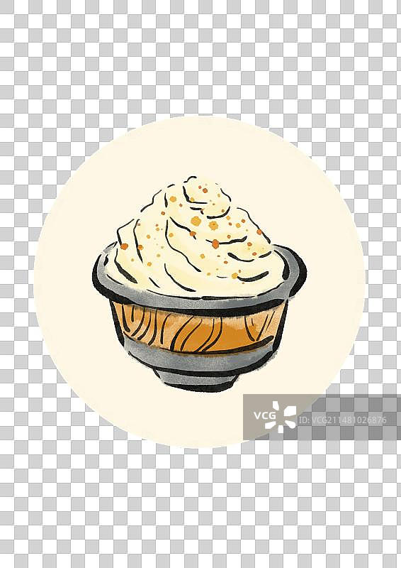 水墨风内蒙古美食插画元素-奶嚼口图片素材