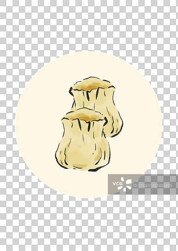 水墨风内蒙古美食插画元素-羊肉烧卖图片素材