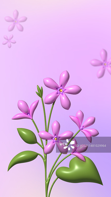 膨胀风洋紫荆三维图形插画图片素材