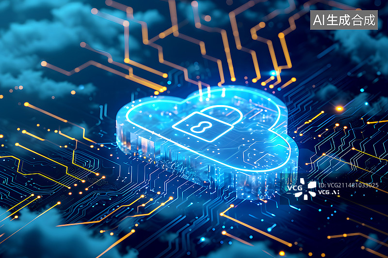 【AI数字艺术】网络云计算抽象科技背景，计算机和网络概念图片素材