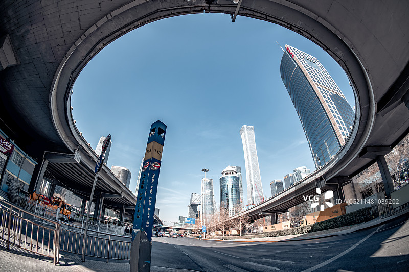 北京CBD全景北京中信银行图片素材
