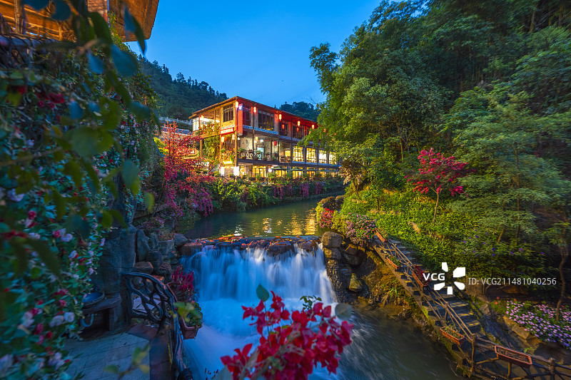 广东清远古龙峡景区夜景风光图片素材