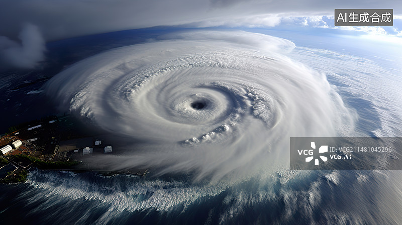 【AI数字艺术】极端台风天气暴风眼,气象学气候图片素材