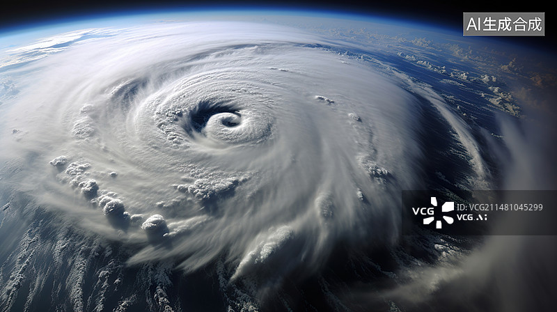 【AI数字艺术】极端台风天气暴风眼,气象学气候图片素材