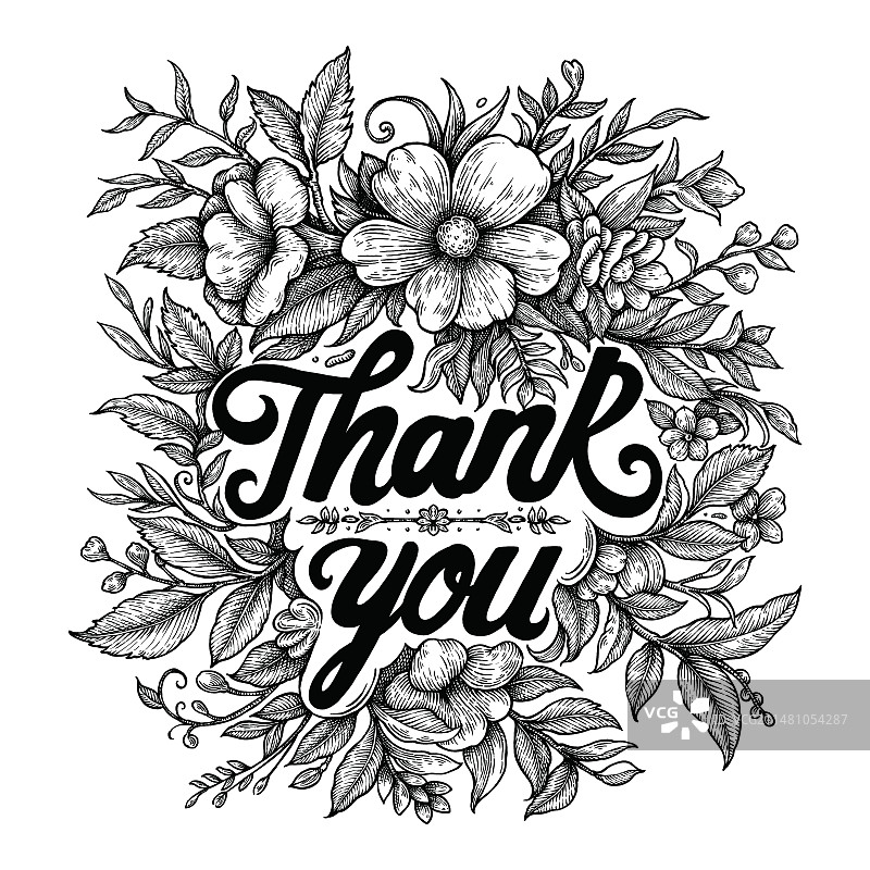 感谢卡THANK YOU 植物花卉插画感恩卡图片素材
