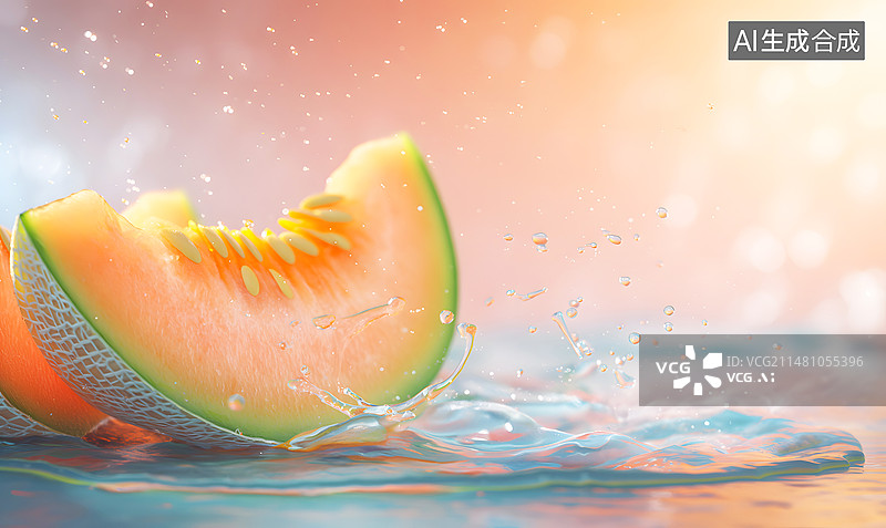 【AI数字艺术】一块切块的哈密瓜图片素材